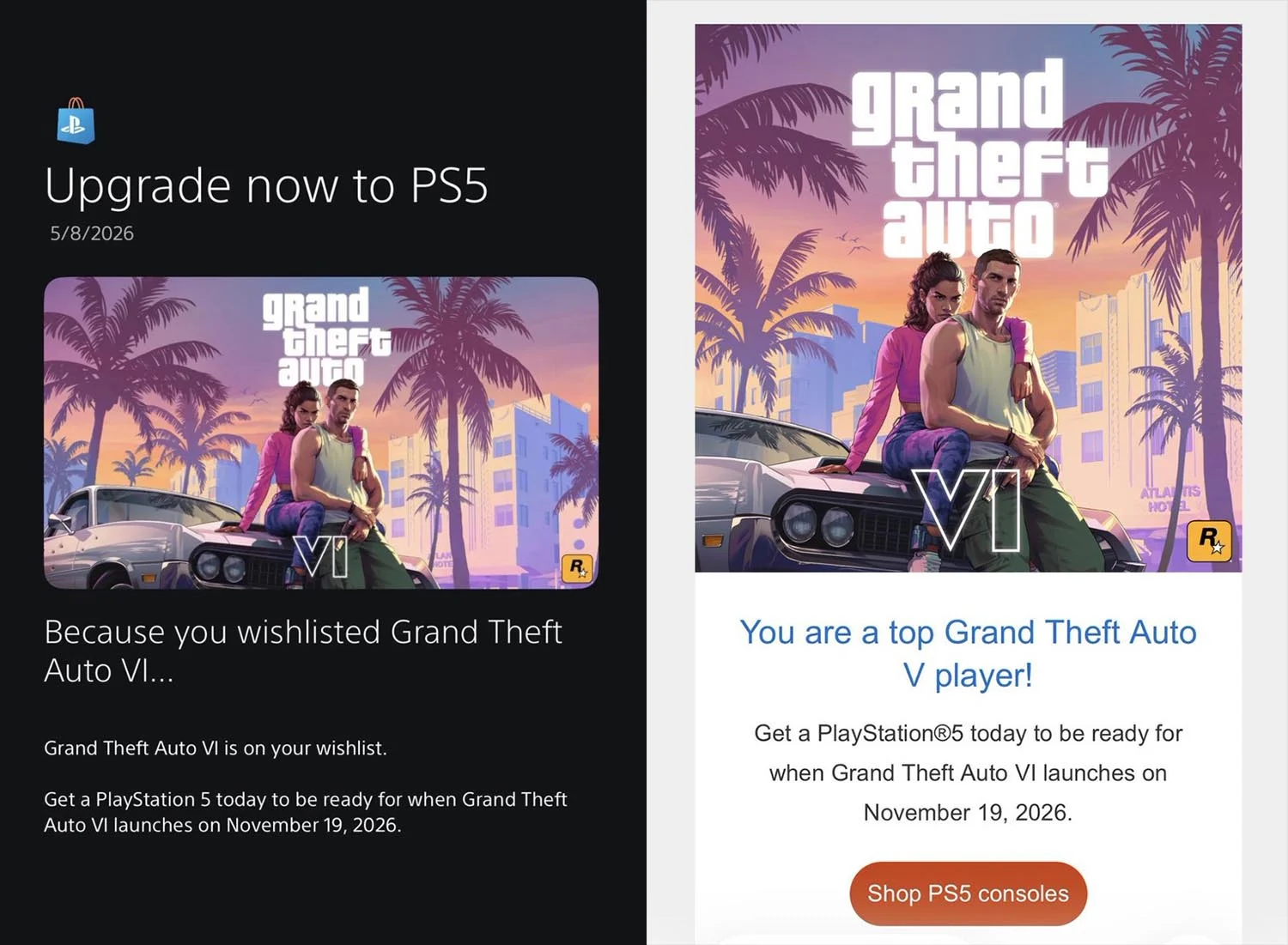 Sony GTA VI message 