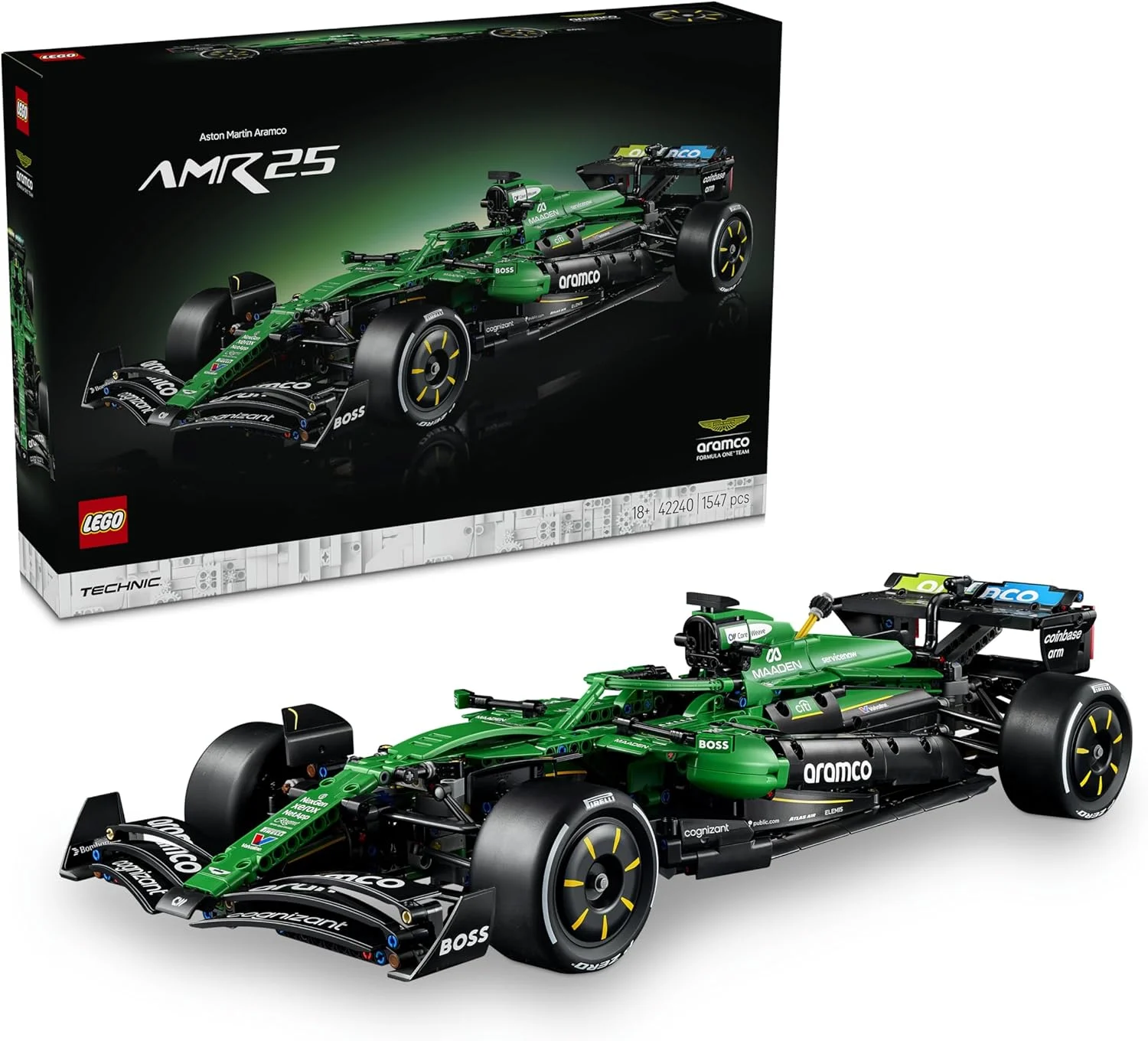 LEGO Technic Auto F1 Aston Martin Aramco AMR24 - Kit di Modellismo per Adulti - Collezione Formula 1 con Motore V6, DRS e Sospensioni - Regalo per i Fan delle Corse e degli Sport Motoristici - 42240